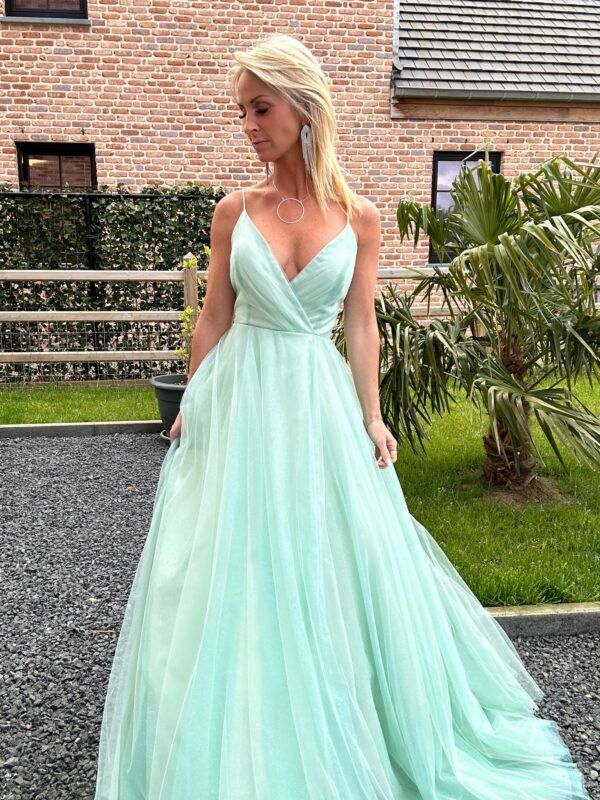 Robe de cérémonie Aurore - Vert d'eau pailleté – Image 3