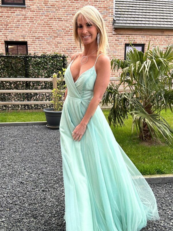 Robe de cérémonie Aurore - Vert d'eau pailleté – Image 4