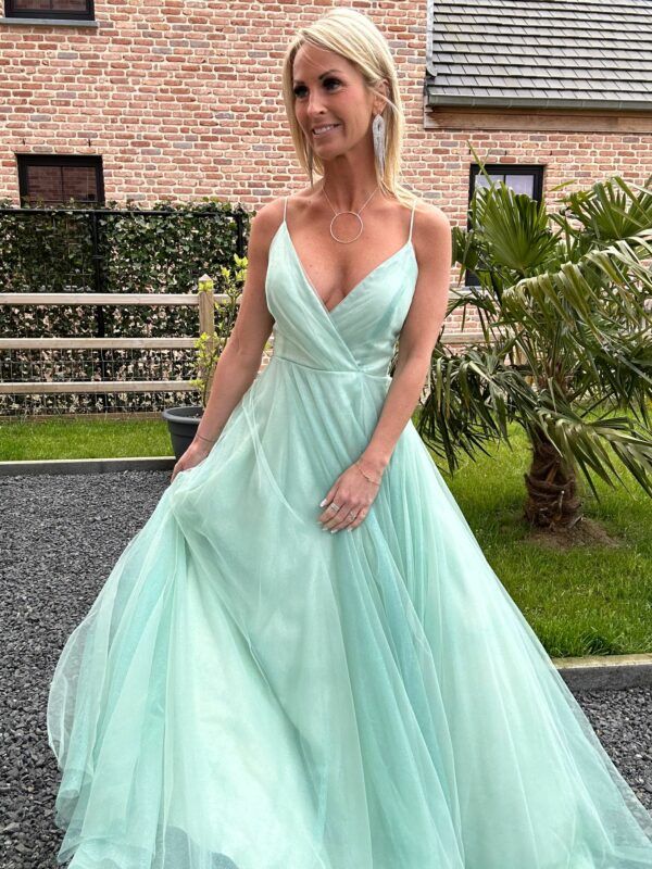 Robe de cérémonie Aurore - Vert d'eau pailleté – Image 2