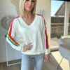 Pull fin Arc en ciel - Blanc – Image 2