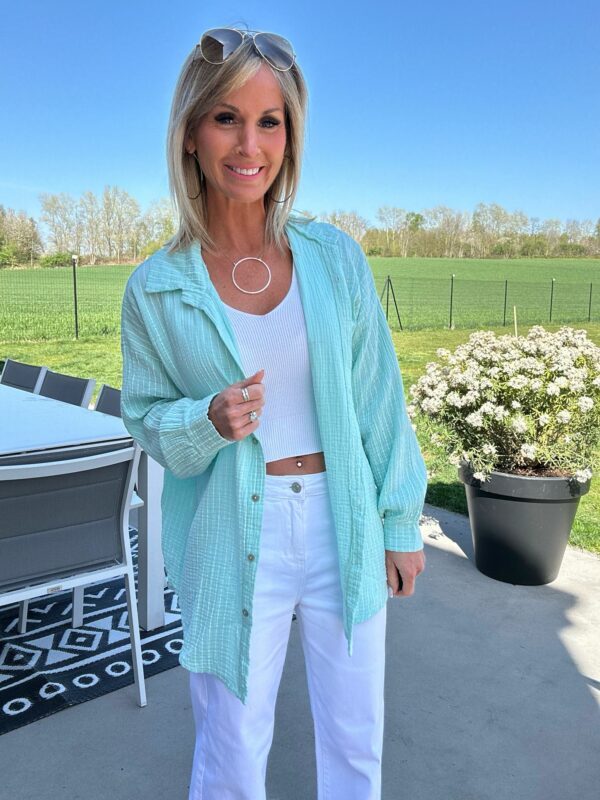 Chemise rayé Lola - Turquoise – Image 2