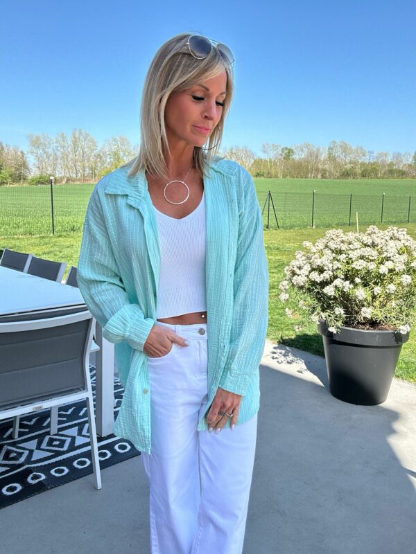 Chemise rayé Lola - Turquoise – Image 5